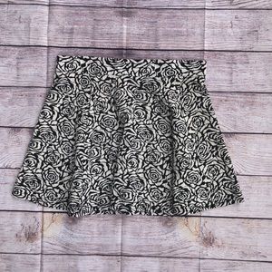 Divided by H&M Floral Black & White Skater Skirt